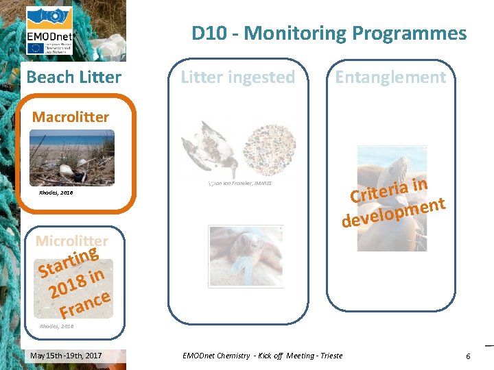 D 10 - Monitoring Programmes Beach Litter ingested Entanglement Macrolitter Jan van Franeker, IMARES