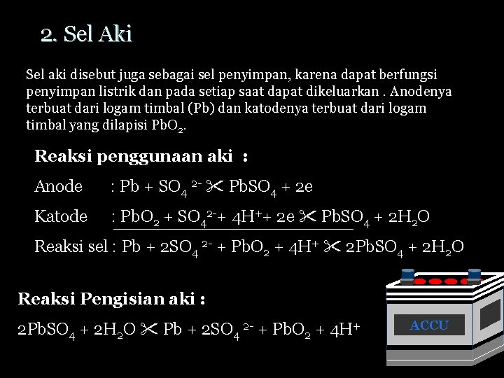 2. Sel Aki Sel aki disebut juga sebagai sel penyimpan, karena dapat berfungsi penyimpan