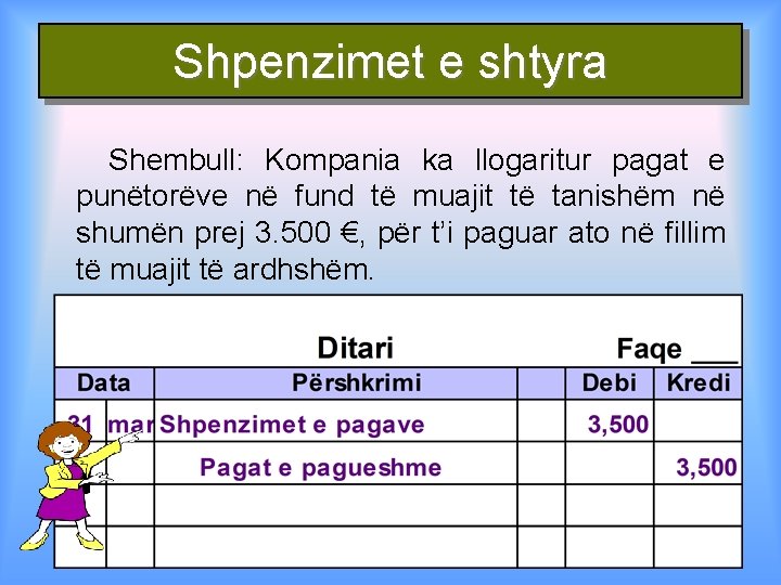 Shpenzimet e shtyra Shembull: Kompania ka llogaritur pagat e punëtorëve në fund të muajit