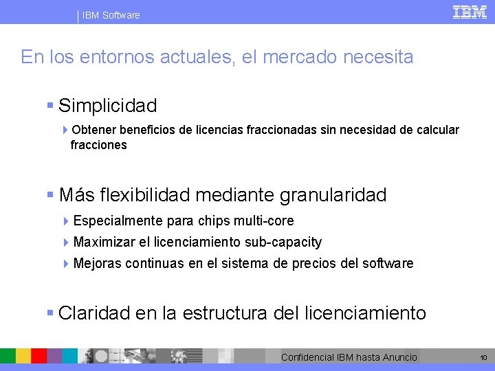 IBM Software En los entornos actuales, el mercado necesita § Simplicidad 4 Obtener beneficios