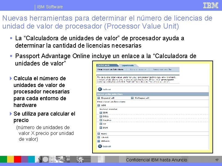 IBM Software Nuevas herramientas para determinar el número de licencias de unidad de valor