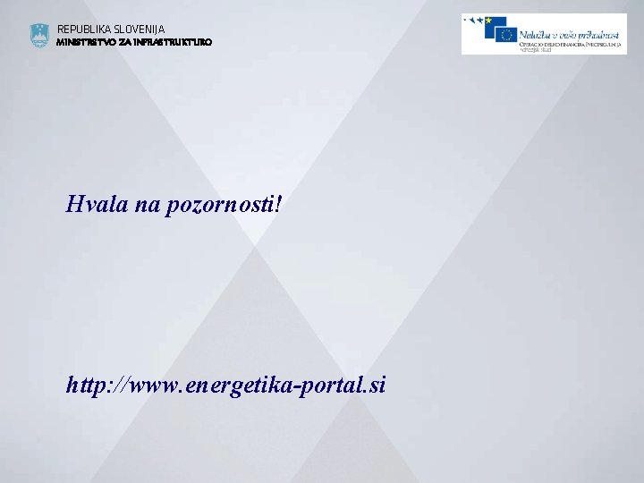 REPUBLIKA SLOVENIJA MINISTRSTVO ZA INFRASTRUKTURO Hvala na pozornosti! http: //www. energetika-portal. si 