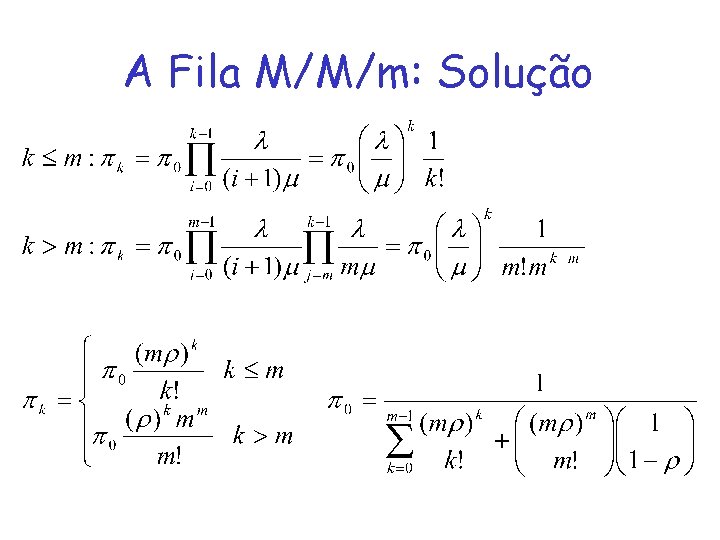 A Fila M/M/m: Solução 