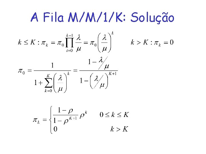 A Fila M/M/1/K: Solução 