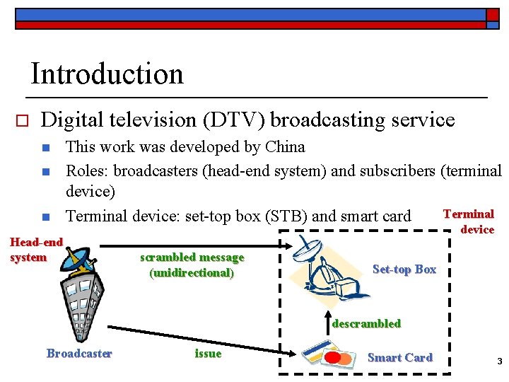 Introduction o Digital television (DTV) broadcasting service n n n This work was developed