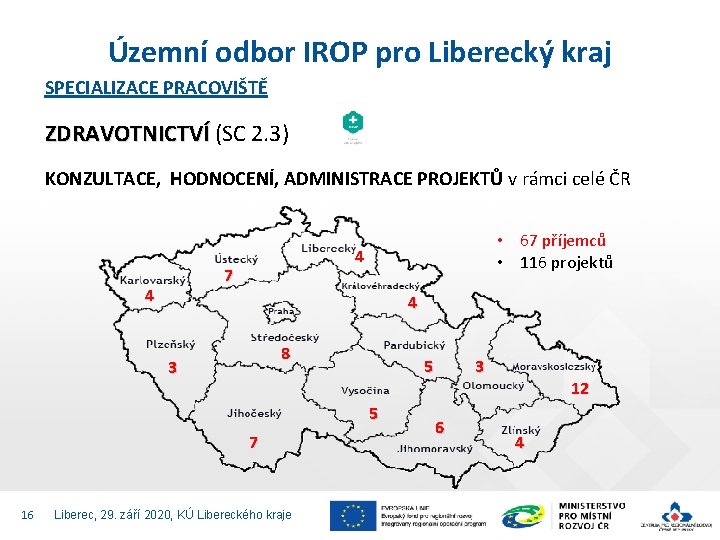 Územní odbor IROP pro Liberecký kraj SPECIALIZACE PRACOVIŠTĚ ZDRAVOTNICTVÍ (SC 2. 3) ZDRAVOTNICTVÍ KONZULTACE,