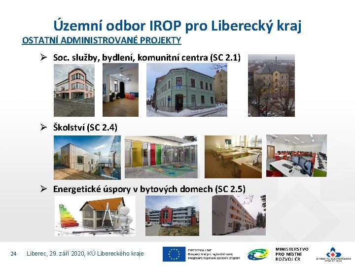 Územní odbor IROP pro Liberecký kraj OSTATNÍ ADMINISTROVANÉ PROJEKTY Ø Soc. služby, bydlení, komunitní