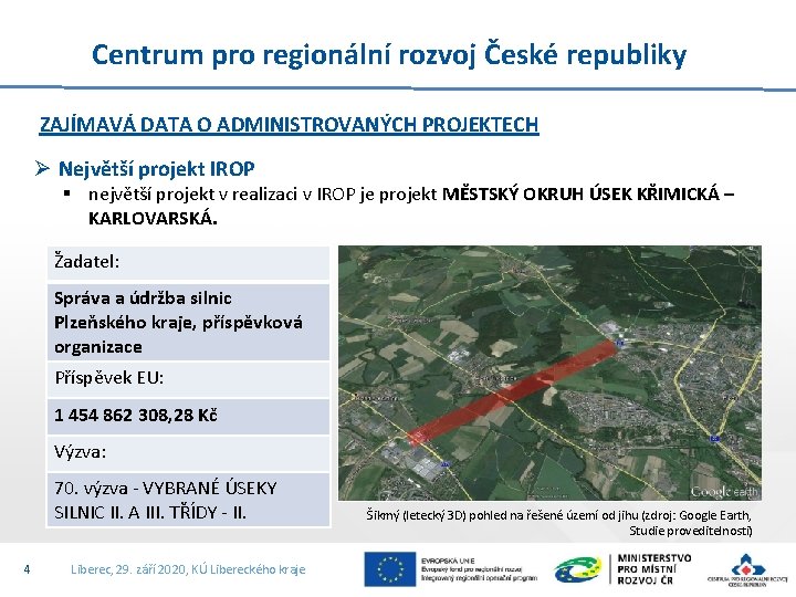 Centrum pro regionální rozvoj České republiky ZAJÍMAVÁ DATA O ADMINISTROVANÝCH PROJEKTECH Ø Největší projekt