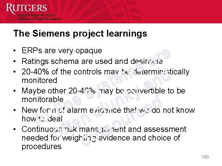 The Siemens project learnings e r a s m d e t n s