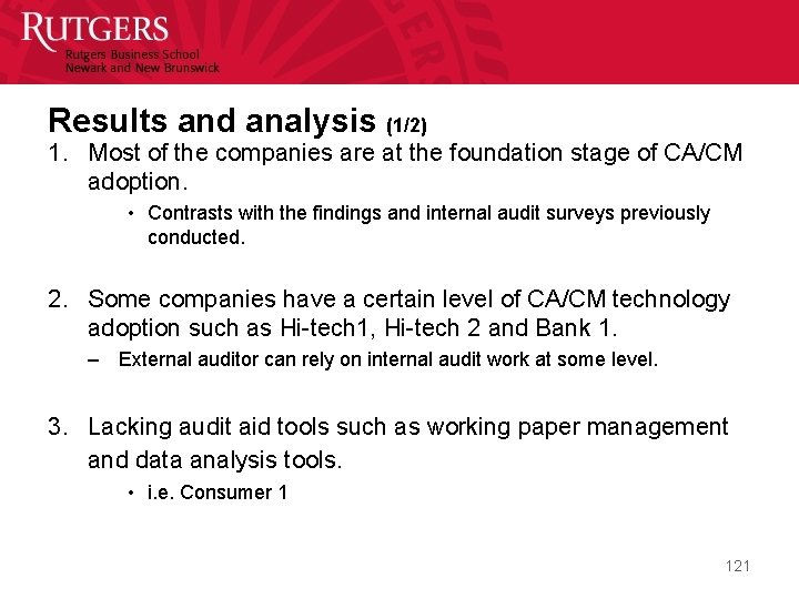 Results and analysis (1/2) 1. Most of the companies are at the foundation stage