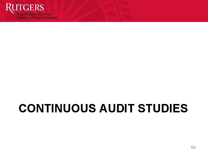 CONTINUOUS AUDIT STUDIES 54 