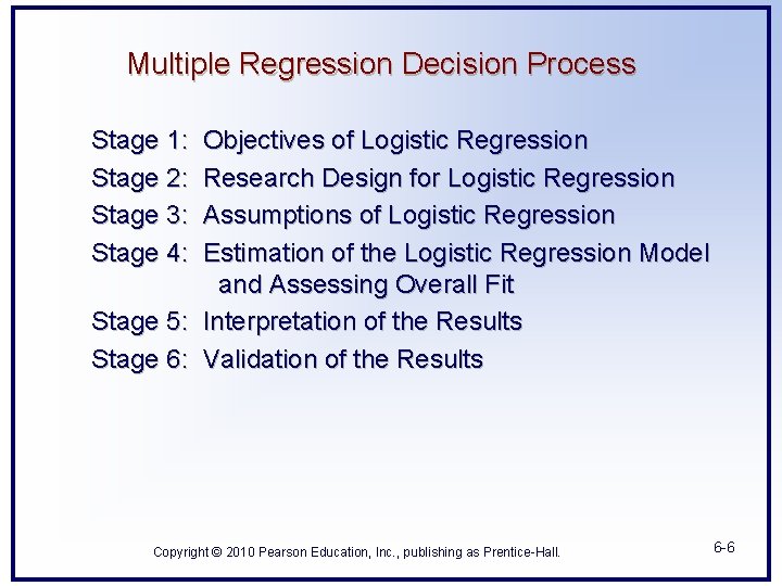 Multiple Regression Decision Process Stage 1: Stage 2: Stage 3: Stage 4: Objectives of Multiple Regression Decision Process Stage 1: Stage 2: Stage 3: Stage 4: Objectives of