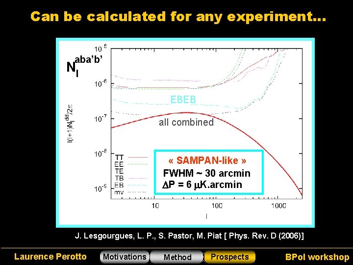 Can be calculated for any experiment… aba’b’ Nl EBEB all combined « SAMPAN-like »