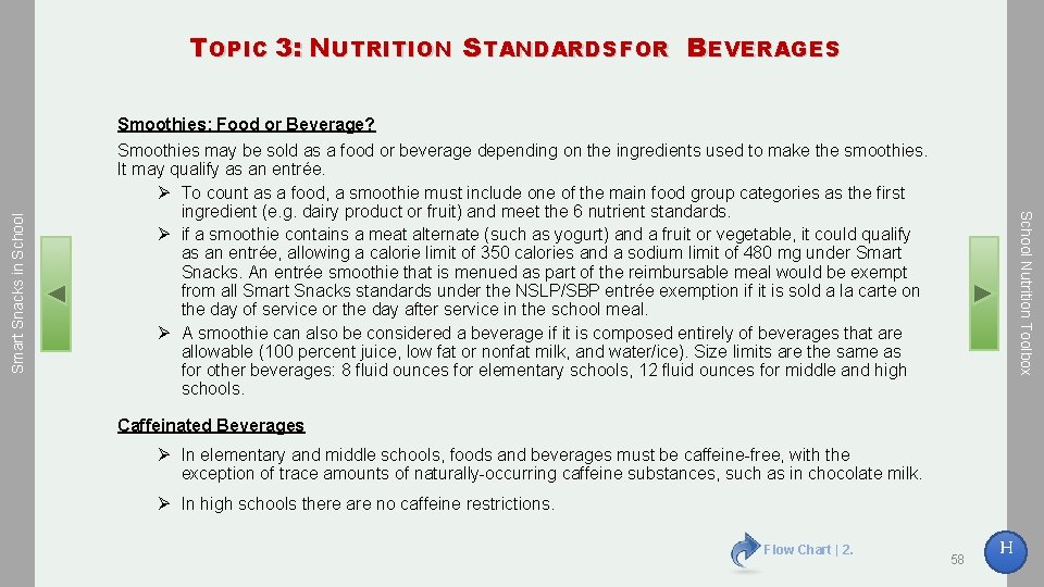 T OPIC 3: N UTRITION S TANDARDS FOR B EVERAGES Smoothies may be sold