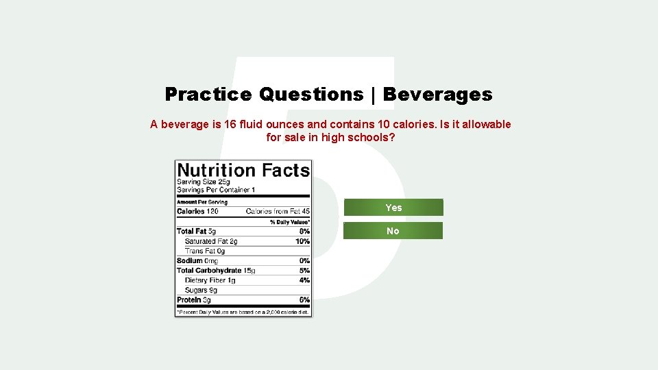 5 Practice Questions | Beverages A beverage is 16 fluid ounces and contains 10