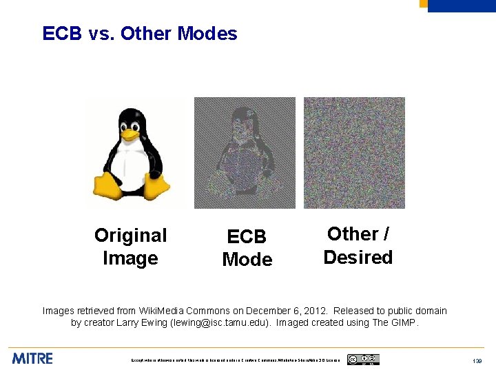 ECB vs. Other Modes Original Image ECB Mode Other / Desired Images retrieved from