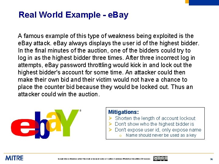 Real World Example - e. Bay A famous example of this type of weakness