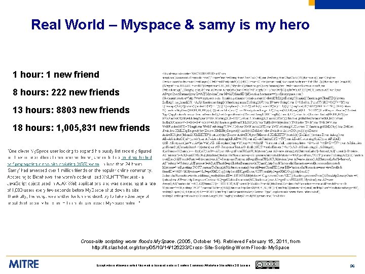 Real World – Myspace & samy is my hero 1 hour: 1 new friend