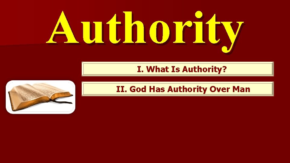 Authority I. What Is Authority? II. God Has Authority Over Man 