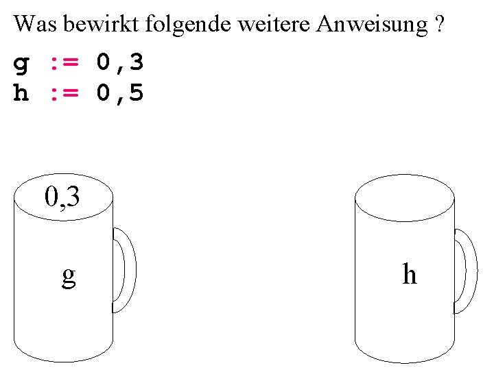 Was bewirkt folgende weitere Anweisung ? g : = 0, 3 h : =