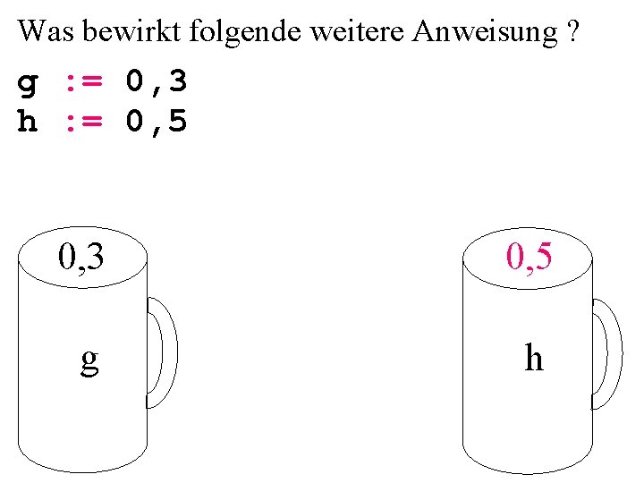 Was bewirkt folgende weitere Anweisung ? g : = 0, 3 h : =