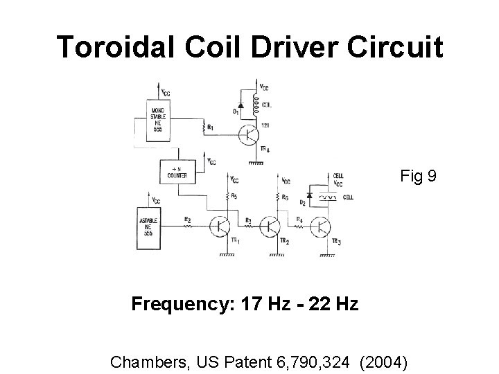 Toroidal Coil Driver Circuit Fig 9 Frequency: 17 Hz - 22 Hz Chambers, US