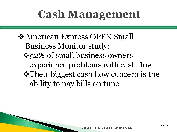 Cash Management v American Express OPEN Small Business Monitor study: v 52% of small