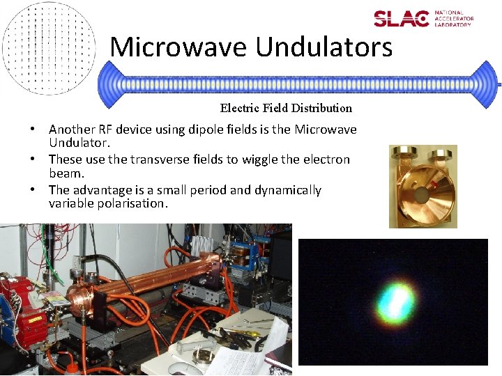 Microwave Undulators Electric Field Distribution • Another RF device using dipole fields is the