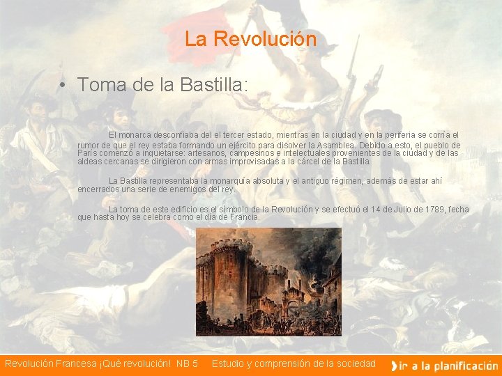 La Revolución • Toma de la Bastilla: El monarca desconfiaba del el tercer estado,