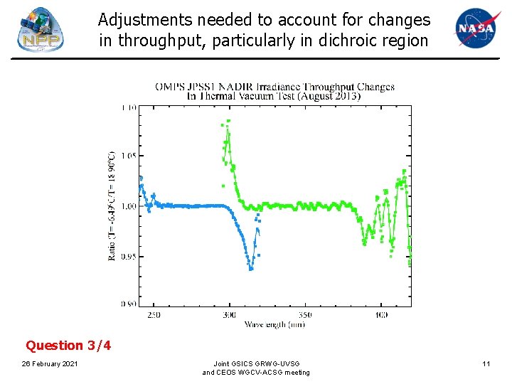 Adjustments needed to account for changes in throughput, particularly in dichroic region Question 3/4