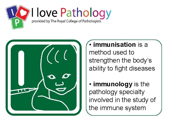  • immunisation is a method used to strengthen the body’s ability to fight