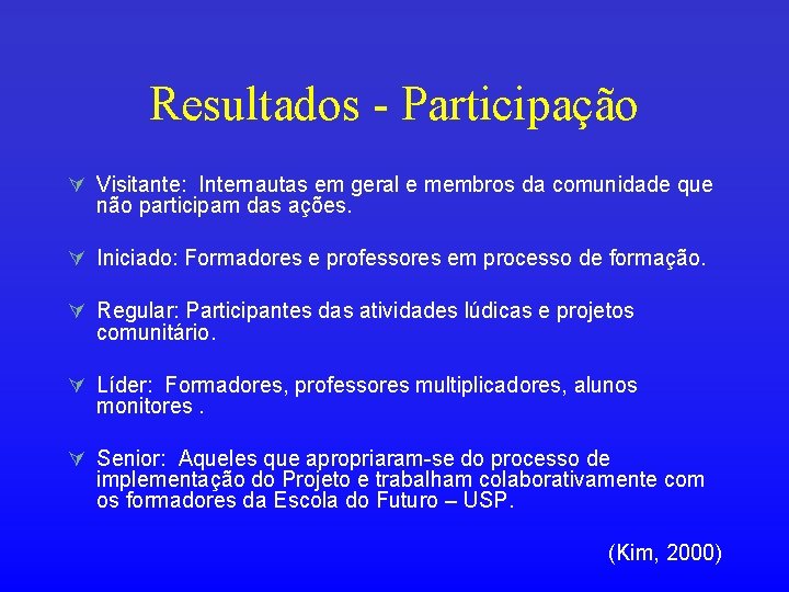 Resultados - Participação Ú Visitante: Internautas em geral e membros da comunidade que não