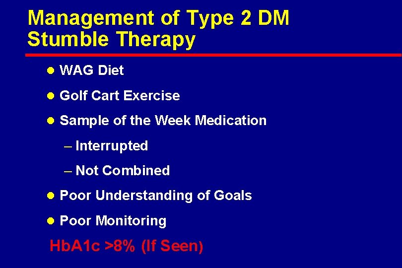 Management of Type 2 DM Stumble Therapy l WAG Diet l Golf Cart Exercise