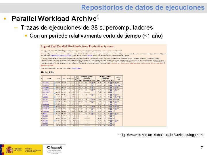 Repositorios de datos de ejecuciones • Parallel Workload Archive 1 – Trazas de ejecuciones