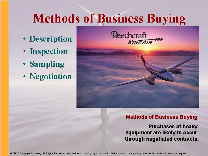 Methods of Business Buying • • Description Inspection Sampling Negotiation Methods of Business Buying