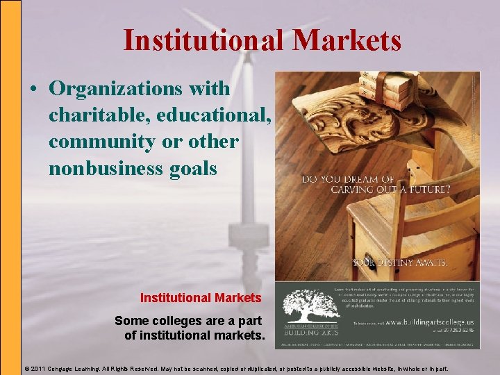 Institutional Markets • Organizations with charitable, educational, community or other nonbusiness goals Institutional Markets