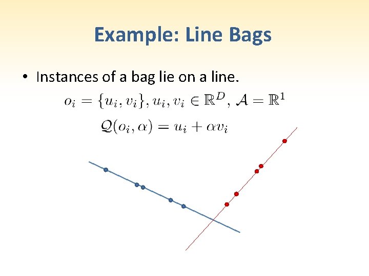 Example: Line Bags • Instances of a bag lie on a line. 