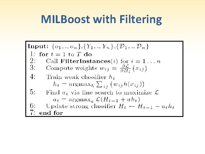 MILBoost with Filtering 