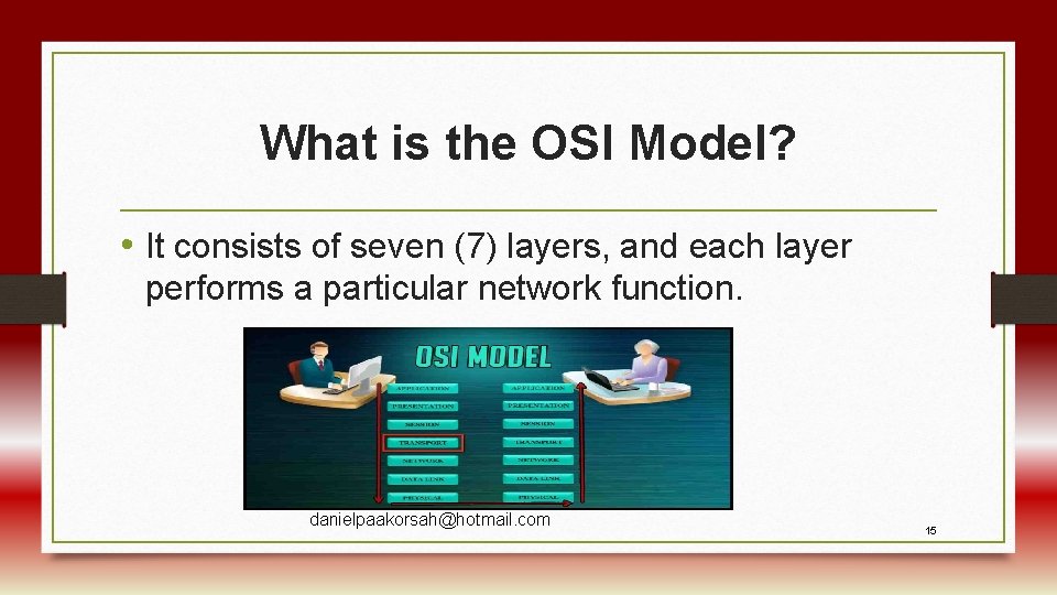What is the OSI Model? • It consists of seven (7) layers, and each