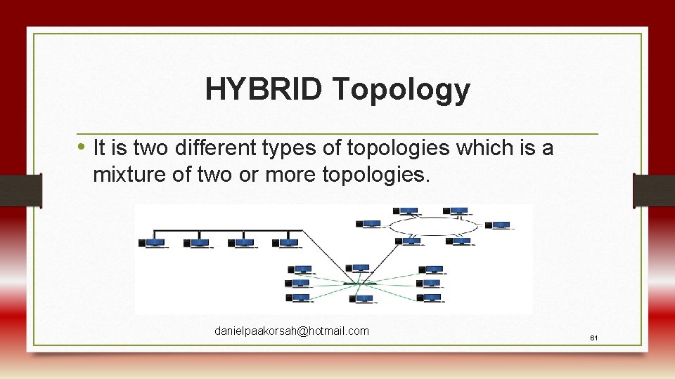 HYBRID Topology • It is two different types of topologies which is a mixture