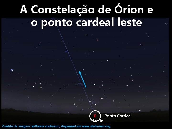 A Constelação de Órion e o ponto cardeal leste E Ponto Cardeal Leste Crédito