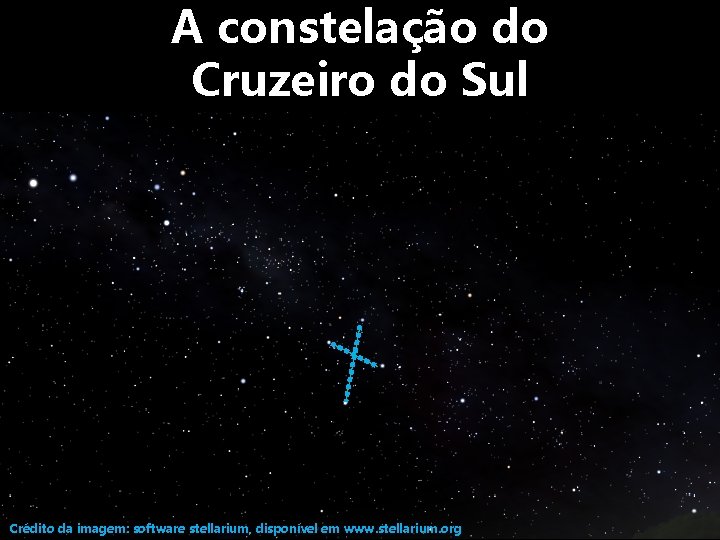 A constelação do Cruzeiro do Sul Crédito da imagem: software stellarium, disponível em www.