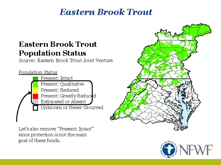 Eastern Brook Trout Population Status Source: Eastern Brook Trout Joint Venture Population Status Present: