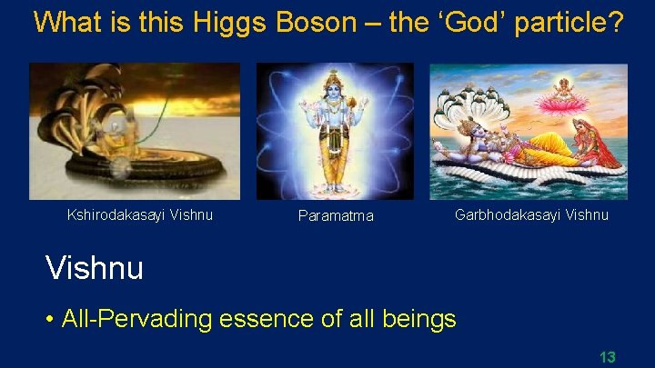 What is this Higgs Boson – the ‘God’ particle? Kshirodakasayi Vishnu Paramatma Garbhodakasayi Vishnu