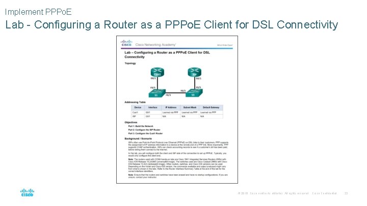 Implement PPPo. E Lab - Configuring a Router as a PPPo. E Client for