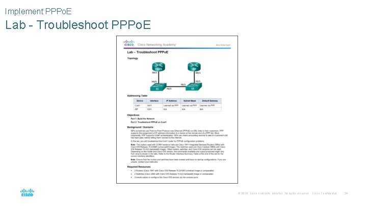 Implement PPPo. E Lab - Troubleshoot PPPo. E © 2016 Cisco and/or its affiliates.