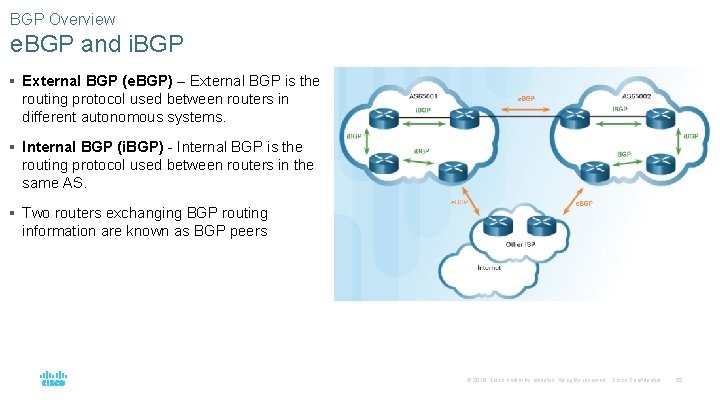 BGP Overview e. BGP and i. BGP § External BGP (e. BGP) – External