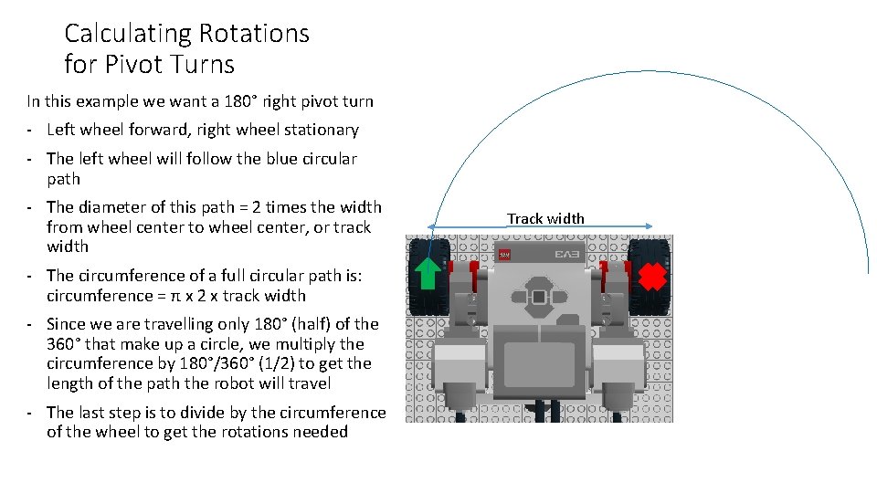 Calculating Rotations for Pivot Turns In this example we want a 180° right pivot