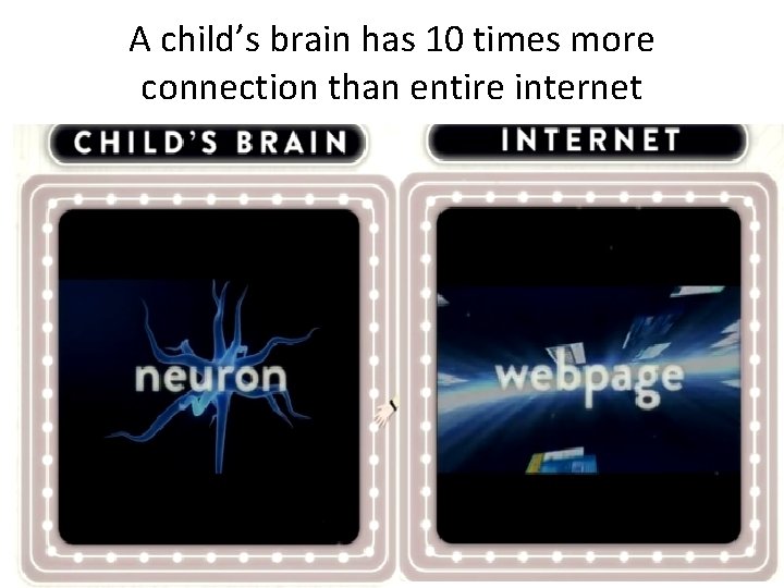 A child’s brain has 10 times more connection than entire internet 