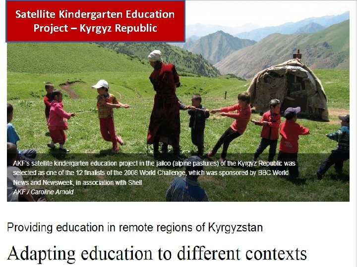 Satellite Kindergarten Education Project – Kyrgyz Republic 